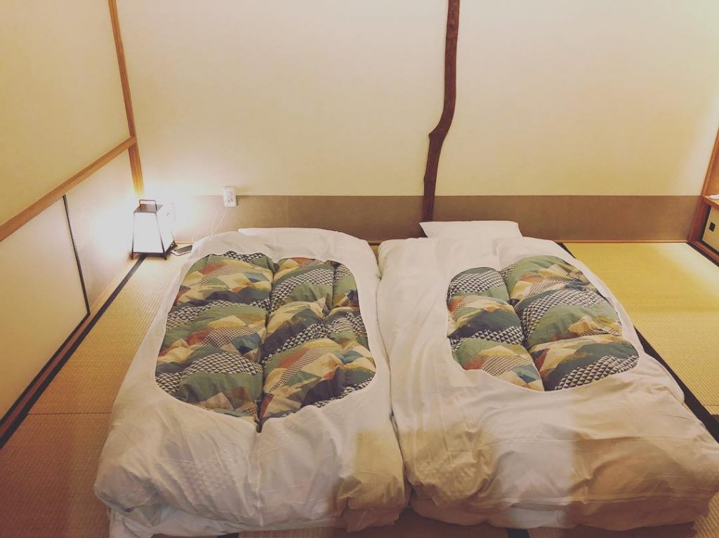 Japanese Futon Bed Set Up In A Kyoto Ryokan Urushitei Sakura 1024x767 
